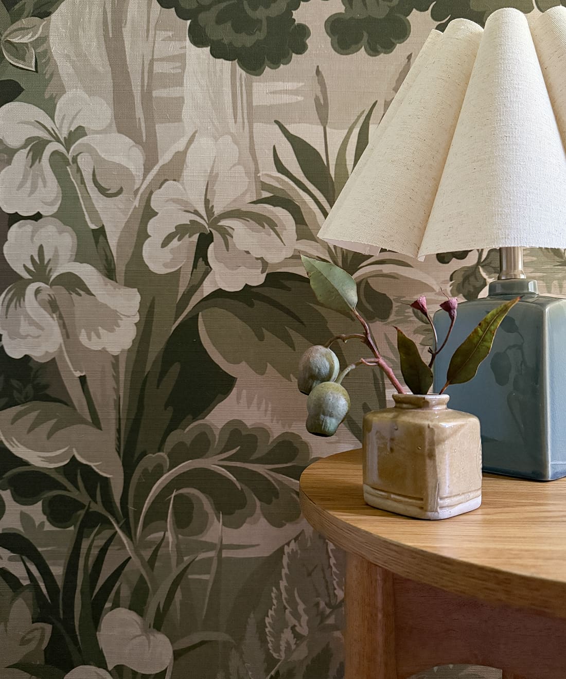 The Glenn Grasscloth Mural - Colorway: Sage - Fable Collection by M&K Studios - Insitu