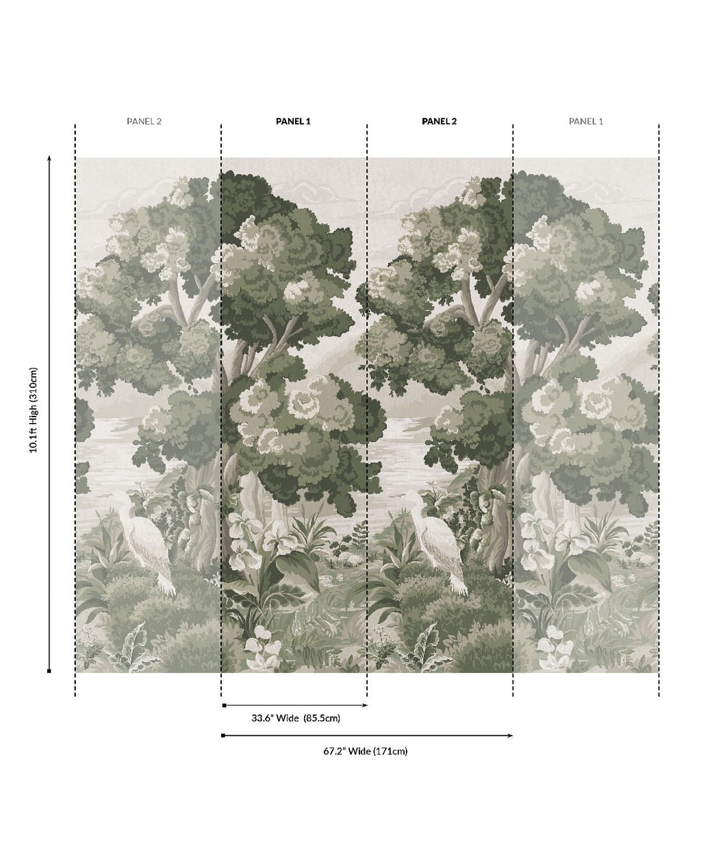 The Glenn Grasscloth Mural - Colorway: Sage - Fable Collection by M&K Studios - Panel