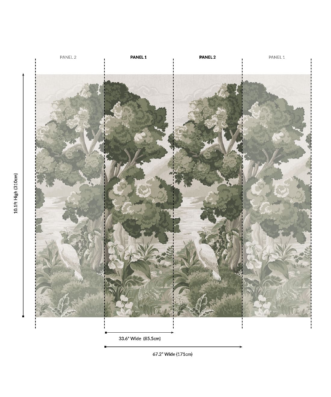 The Glenn Grasscloth Mural - Colorway: Sage - Fable Collection by M&K Studios - Panel
