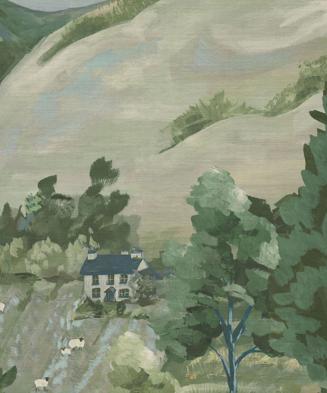 Impasto Meadows Grasscloth Mural - Colourway: River - Swatch