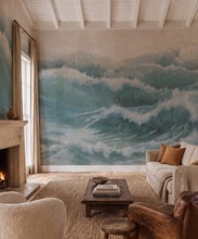 Load image into Gallery viewer, Swell Grasscloth Mural - Colourway: Atlantic - Insitu
