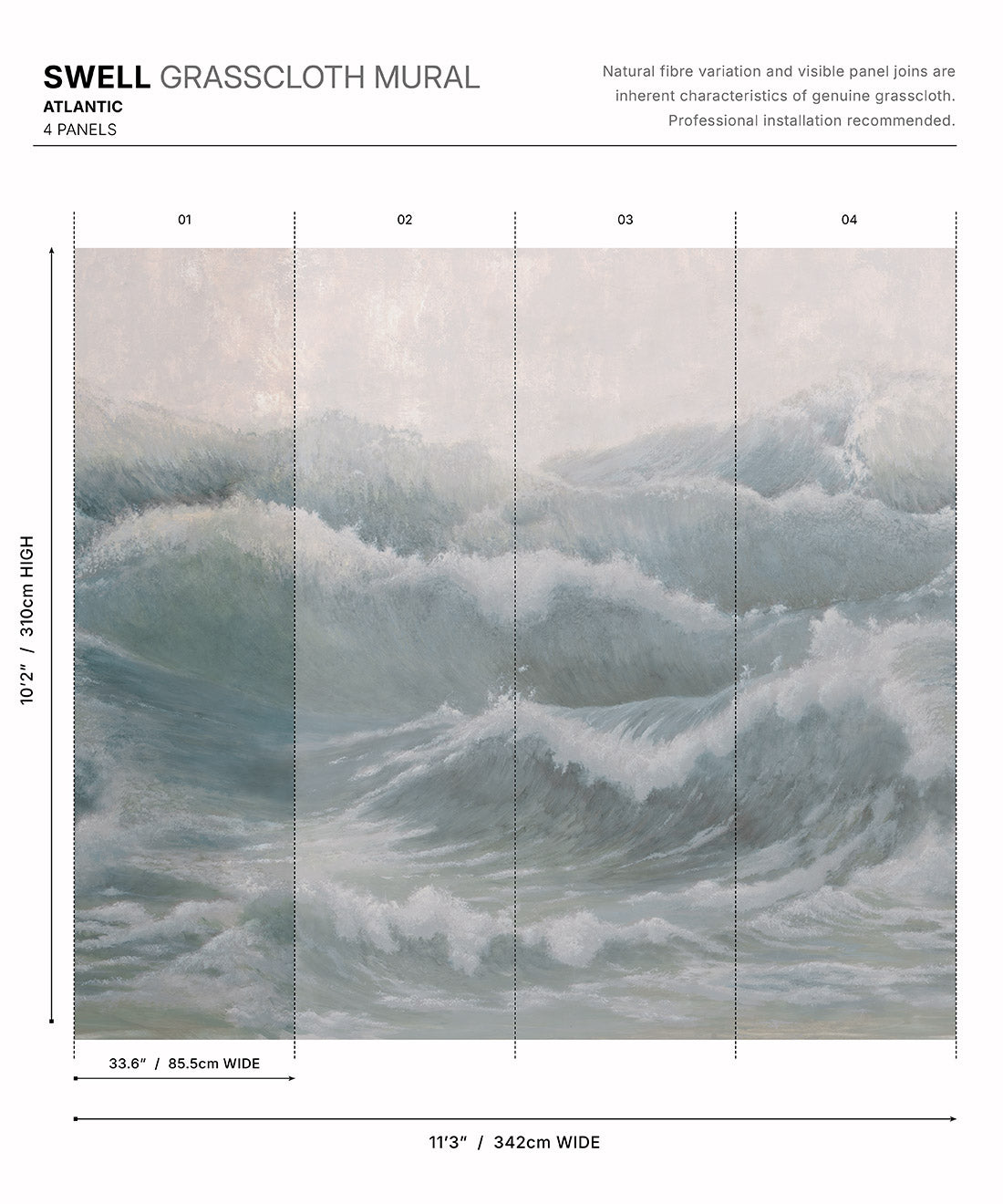 Swell Grasscloth Mural • Atlantic • Swatch