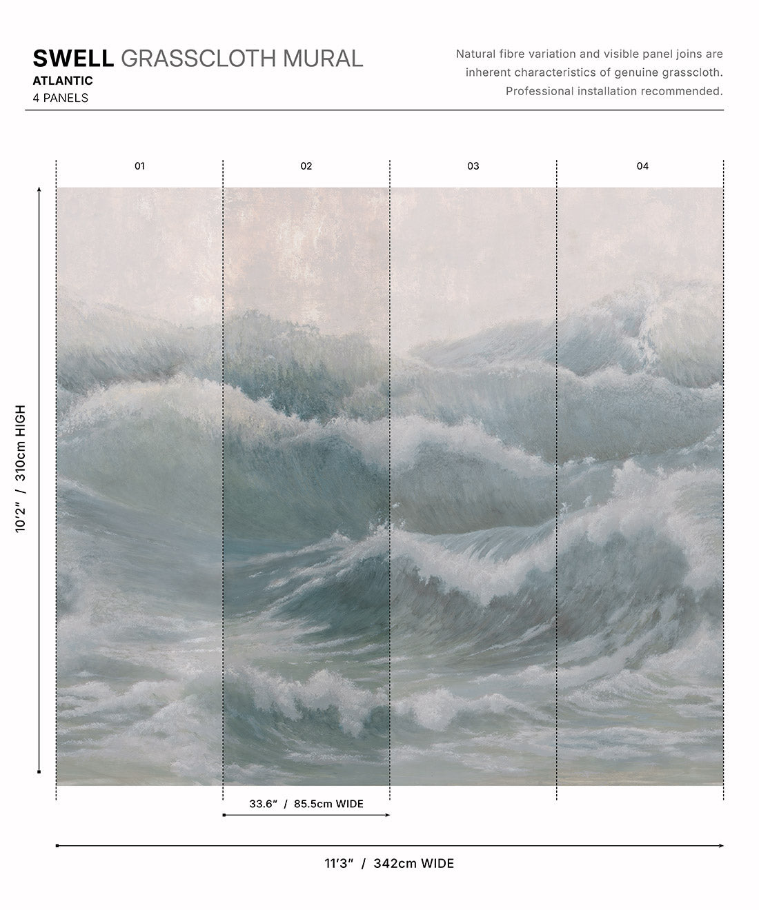 Swell Grasscloth Mural • Atlantic • Swatch