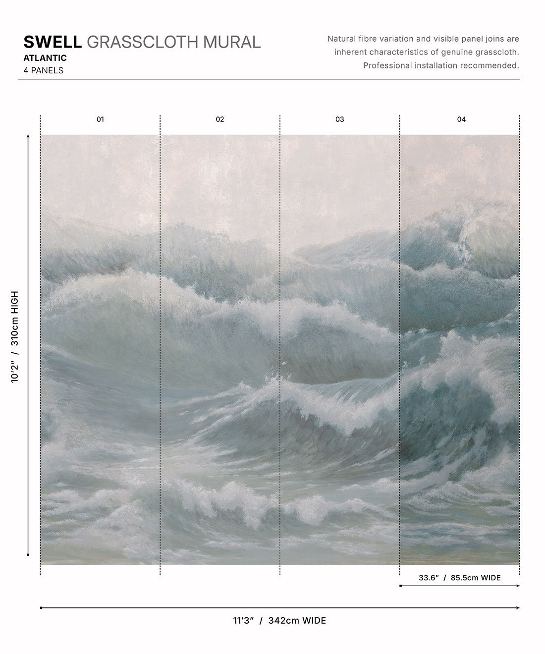 Swell Grasscloth Mural • Atlantic • Swatch