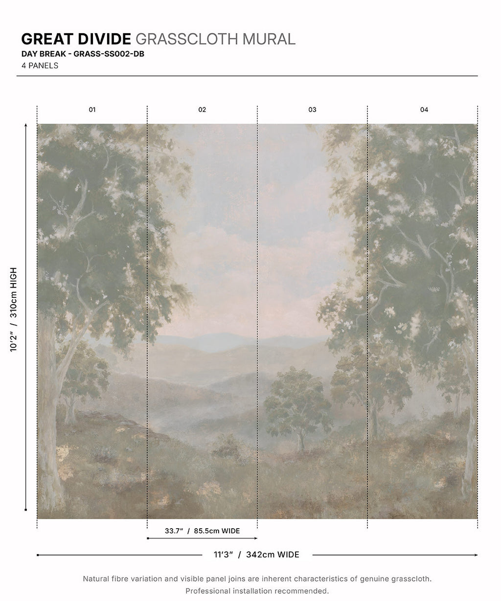 Great Divide Grasscloth Mural - Colourway: Day Break - Diagram