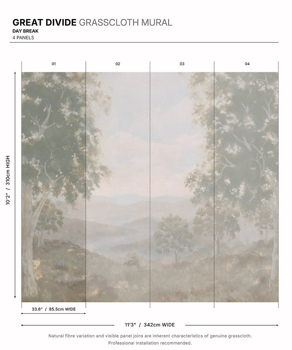 Great Divide Grasscloth Mural • Day Break • Swatch