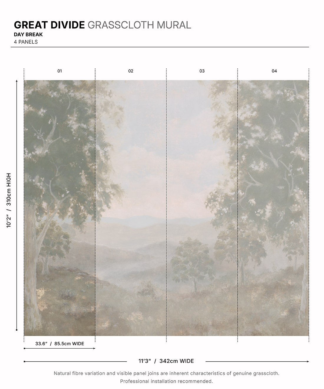 Great Divide Grasscloth Mural • Day Break • Swatch