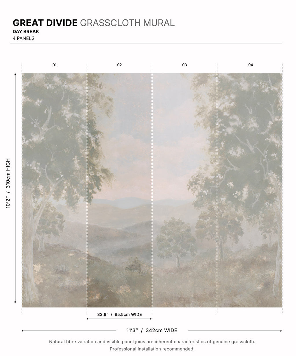 Great Divide Grasscloth Mural • Day Break • Swatch
