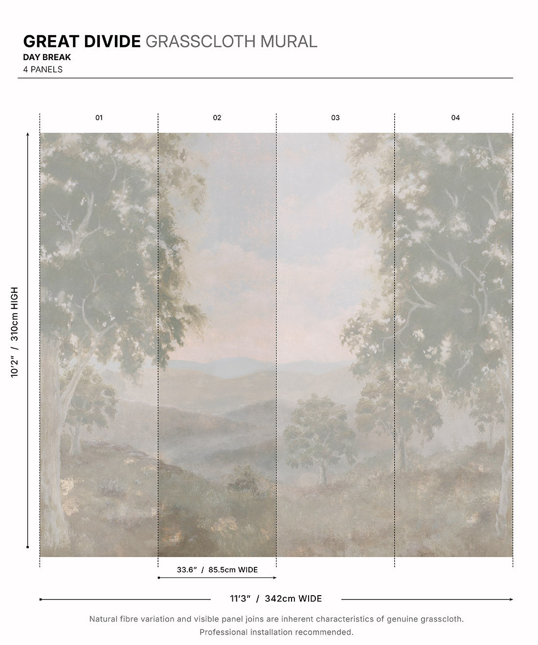 Great Divide Grasscloth Mural • Day Break • Swatch