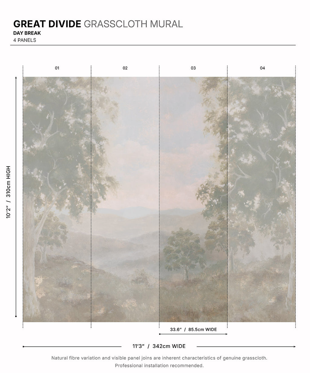 Great Divide Grasscloth Mural • Day Break • Swatch