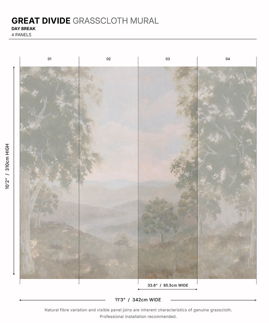 Great Divide Grasscloth Mural • Day Break • Swatch