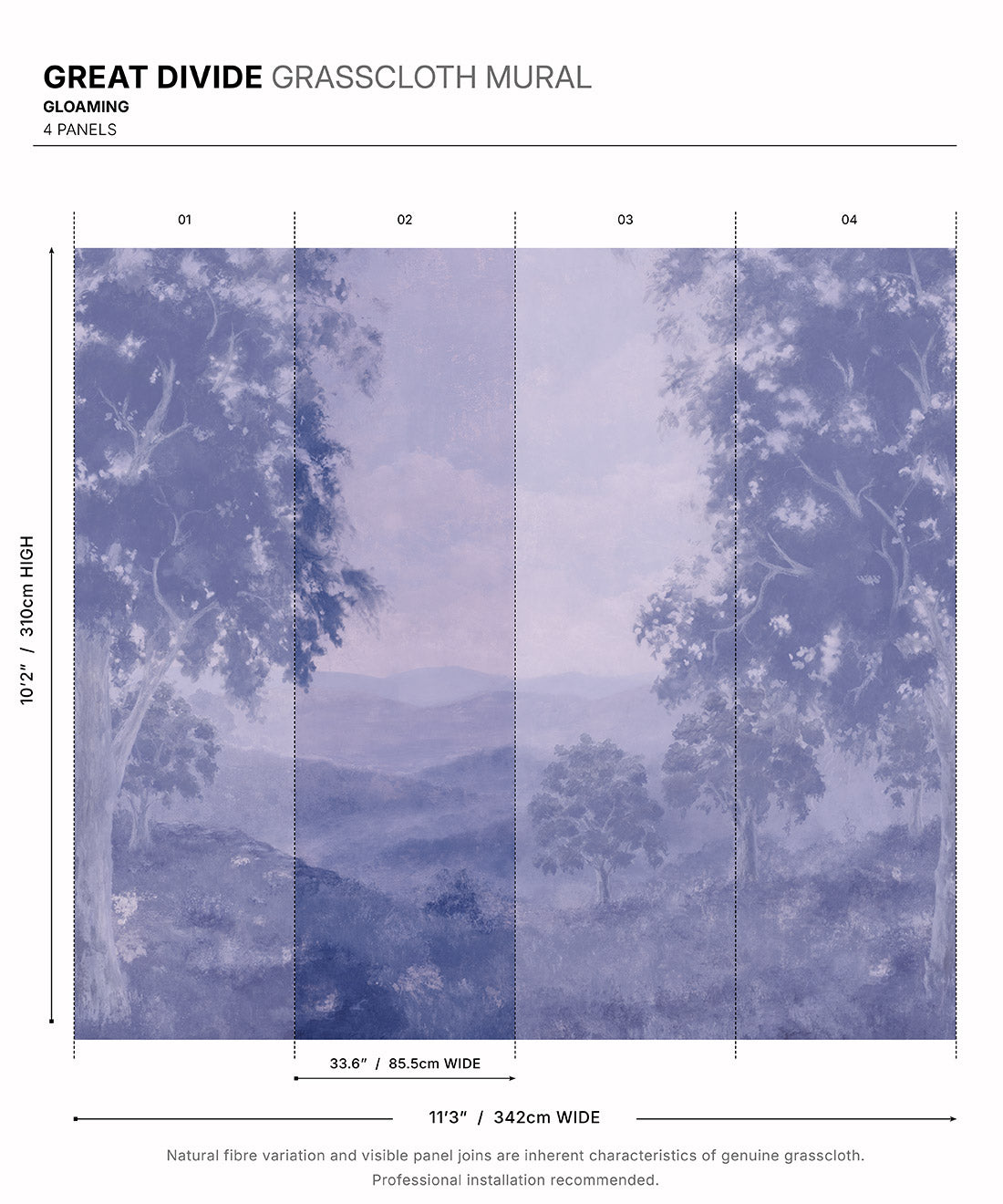 Great Divide Grasscloth Mural • Gloaming • Swatch