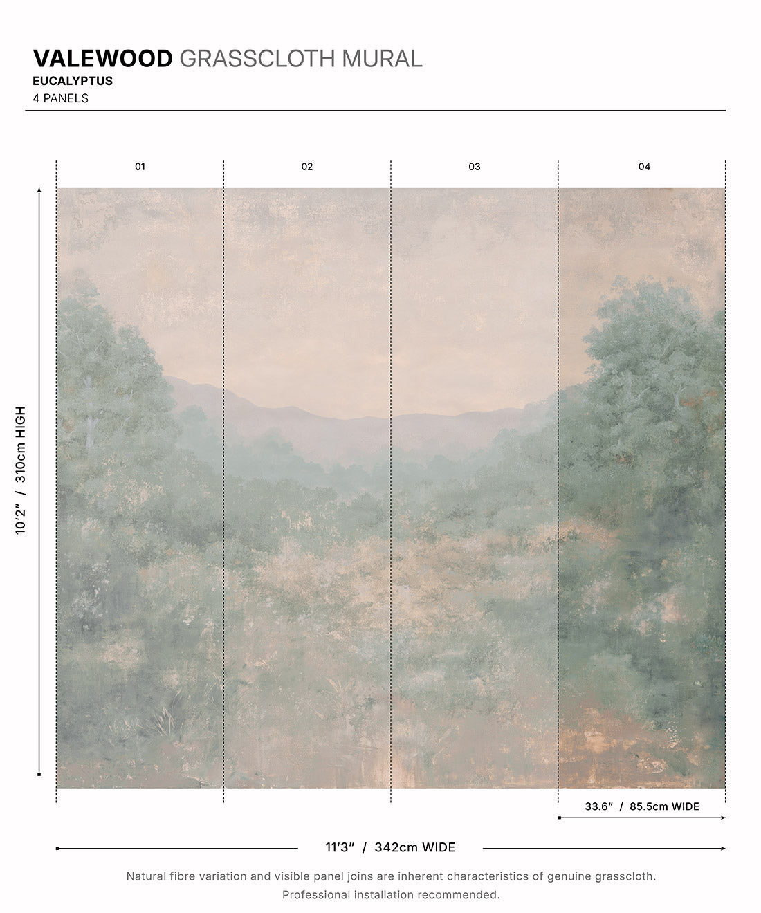 Valewood Grasscloth Mural • Eucalyptus • Swatch