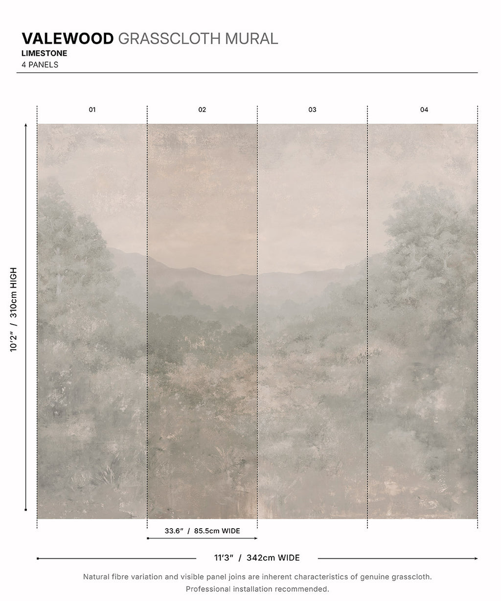 Valewood Grasscloth Mural • Limestone • Swatch