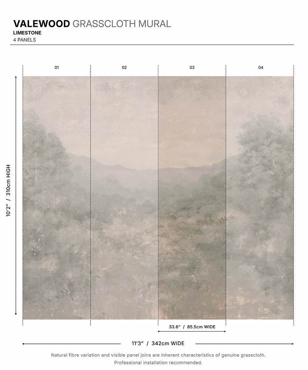 Valewood Grasscloth Mural • Limestone • Swatch