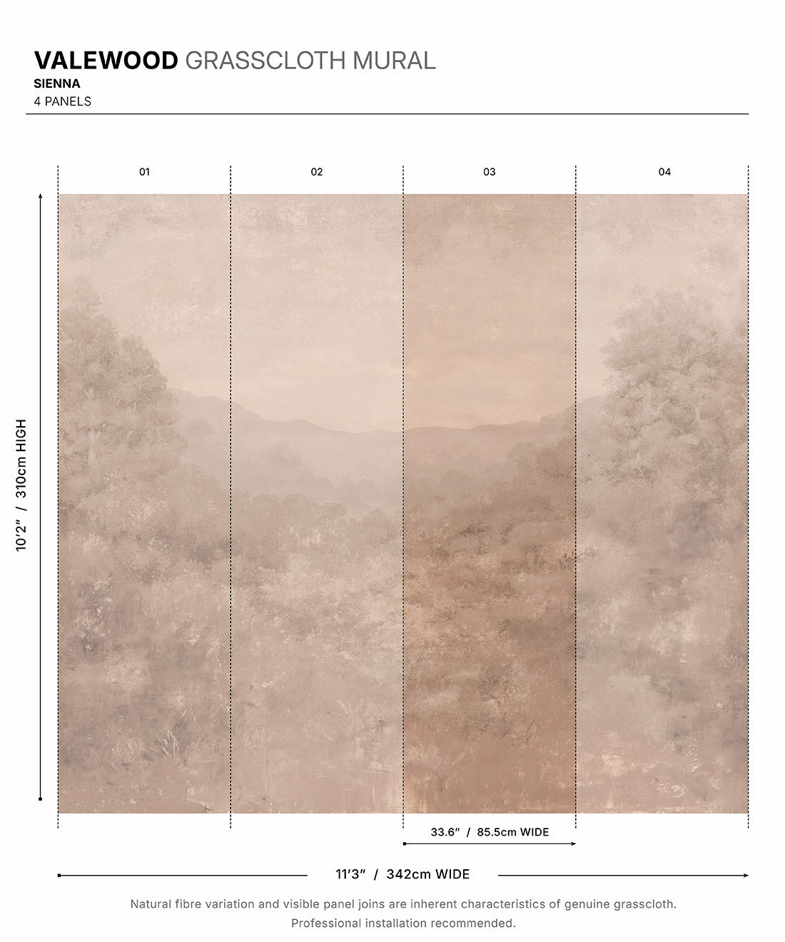 Valewood Grasscloth Mural • Sienna • Swatch