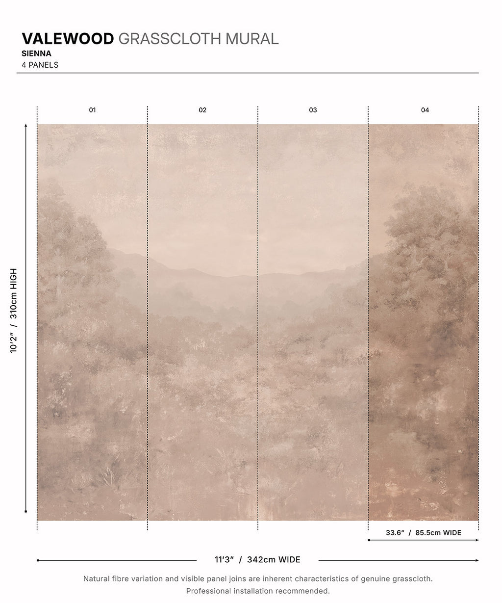 Valewood Grasscloth Mural • Sienna • Swatch