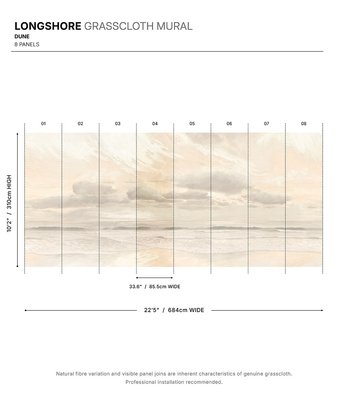 Longshore Grasscloth Mural • Dune • Swatch