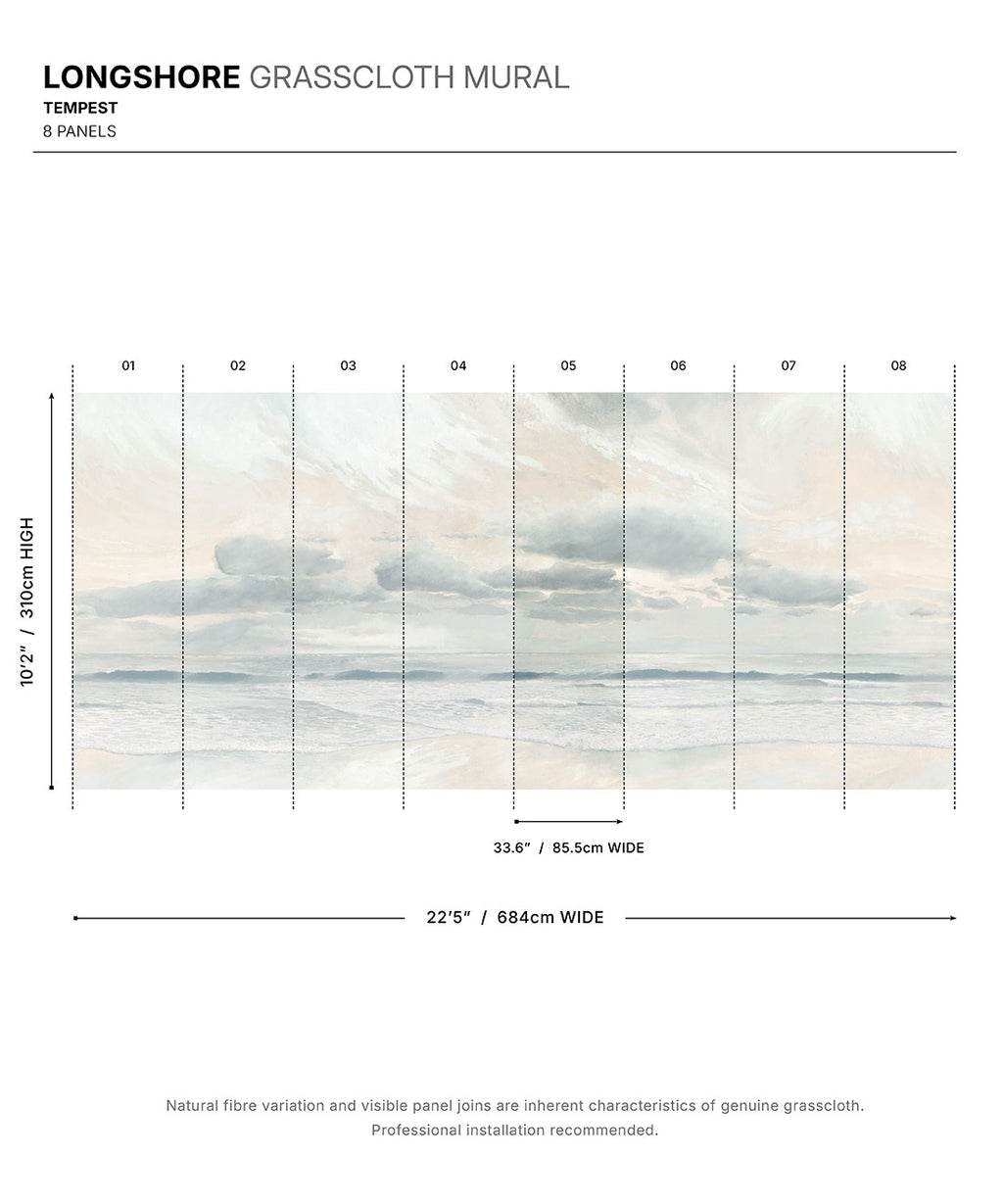 Longshore Grasscloth Mural • Tempest • Swatch