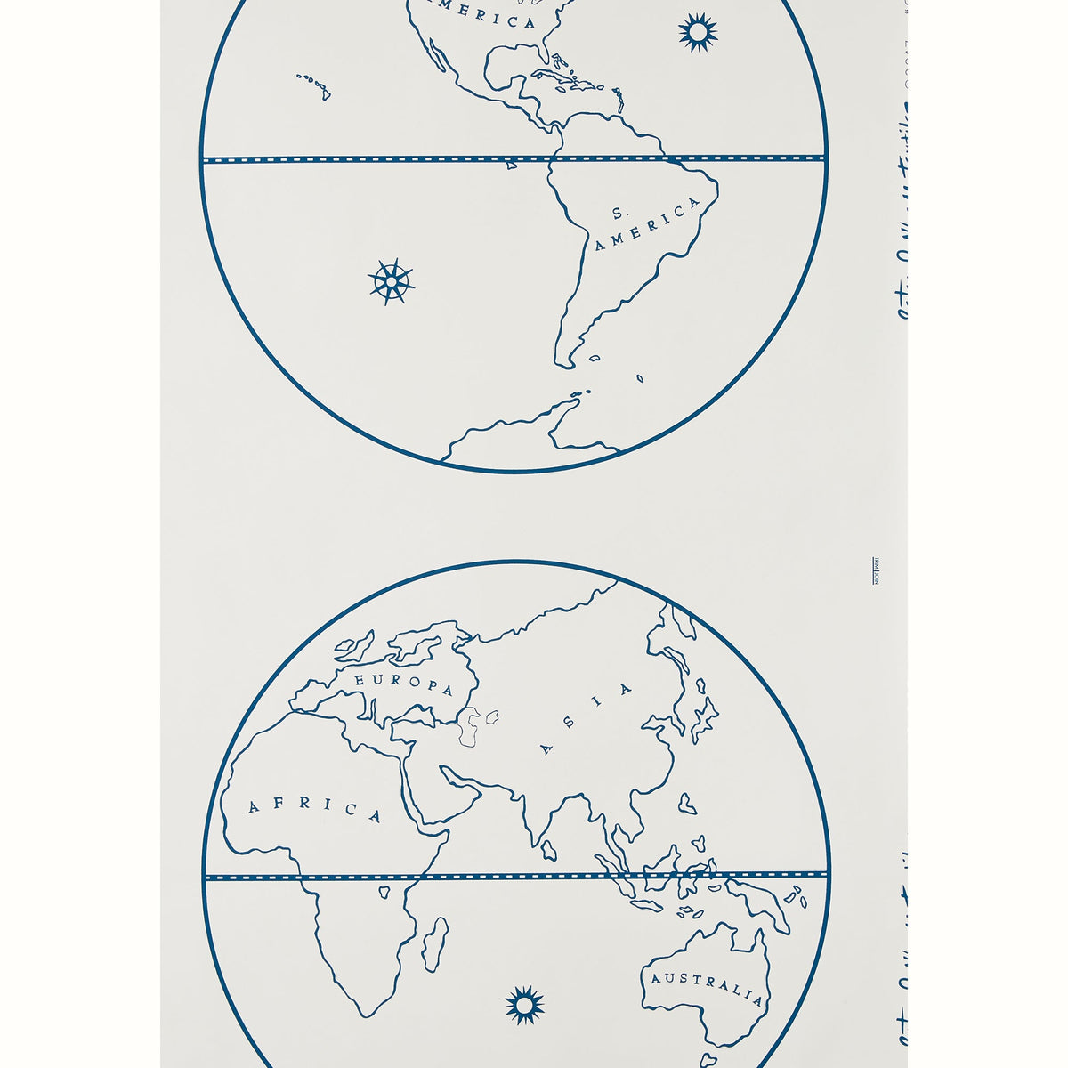 Globe Wallpaper by Peter Dunham - White on Gray