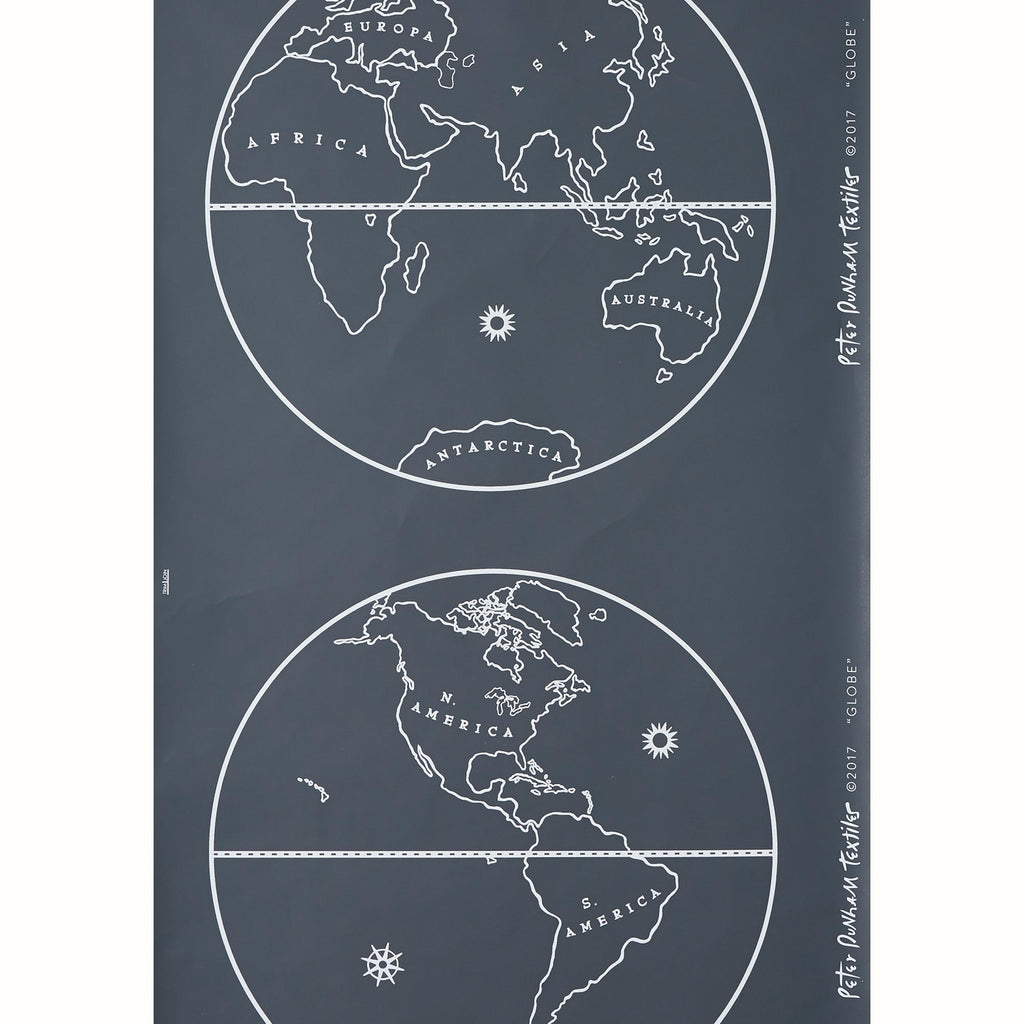 Globe Wallpaper by Peter Dunham - White on Indigo