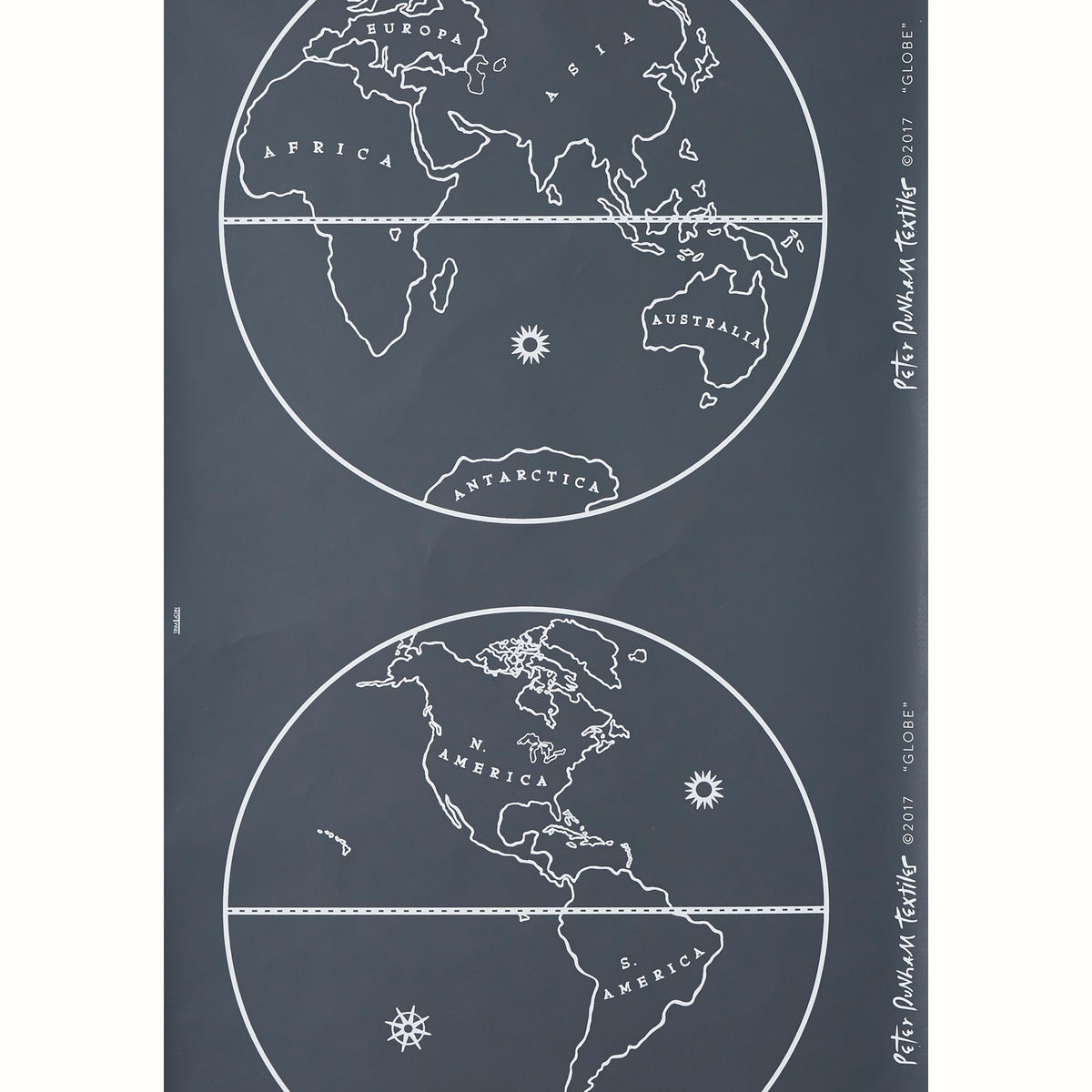 Globe Wallpaper by Peter Dunham - White on Indigo