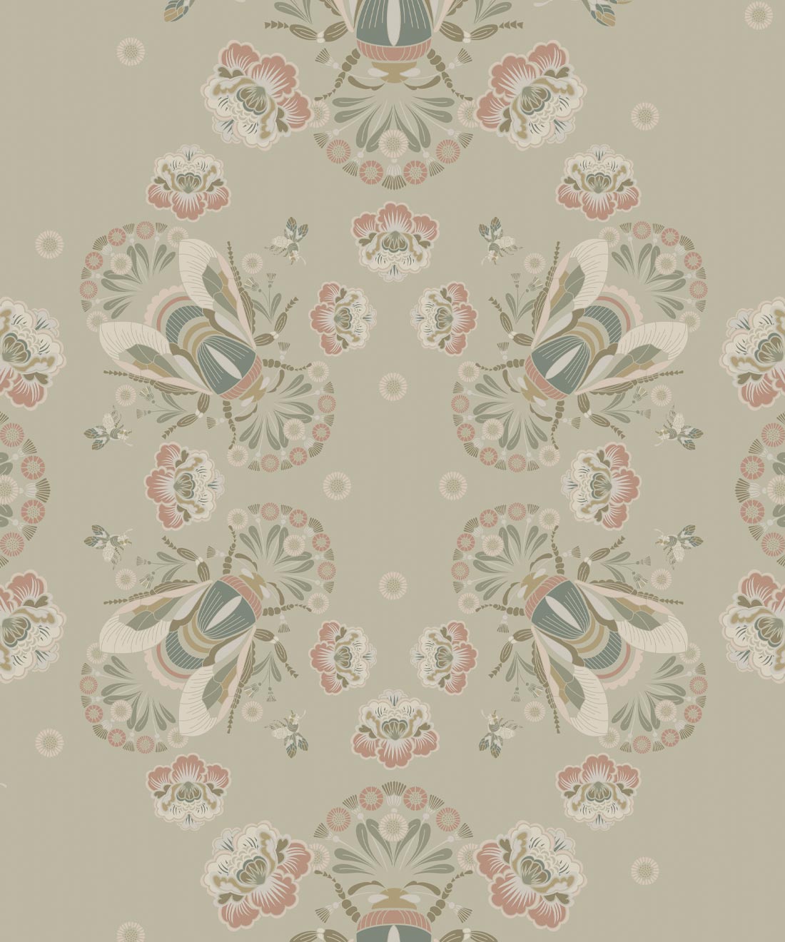 Bees Lace Wallpaper • Beige • Swatch