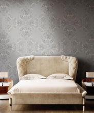 Load image into Gallery viewer, Bees Lace Wallpaper • Grey • Insitu