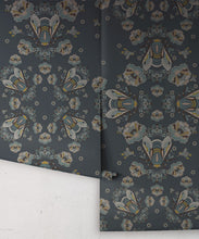Load image into Gallery viewer, Bees Lace Wallpaper • Navy • Rolls