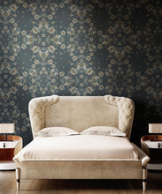 Load image into Gallery viewer, Bees Lace Wallpaper • Navy • Insitu