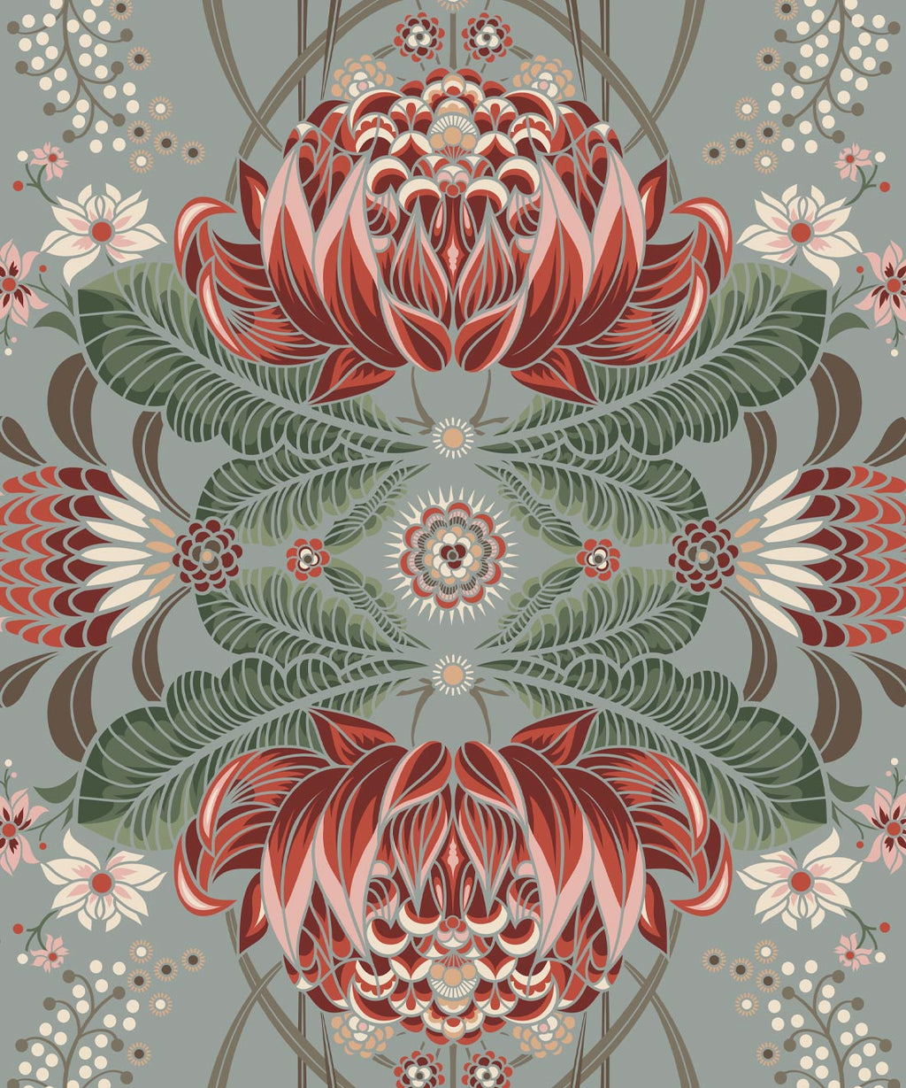 Bush Beauty Wallpaper • Duck Egg • Swatch