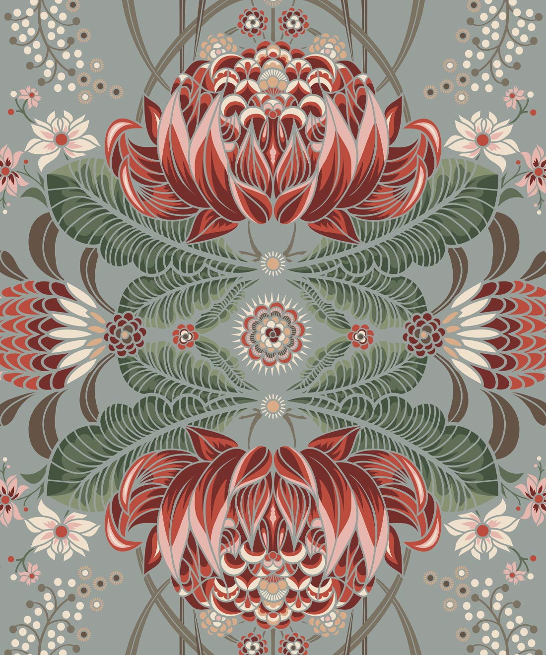Bush Beauty Wallpaper • Duck Egg • Swatch