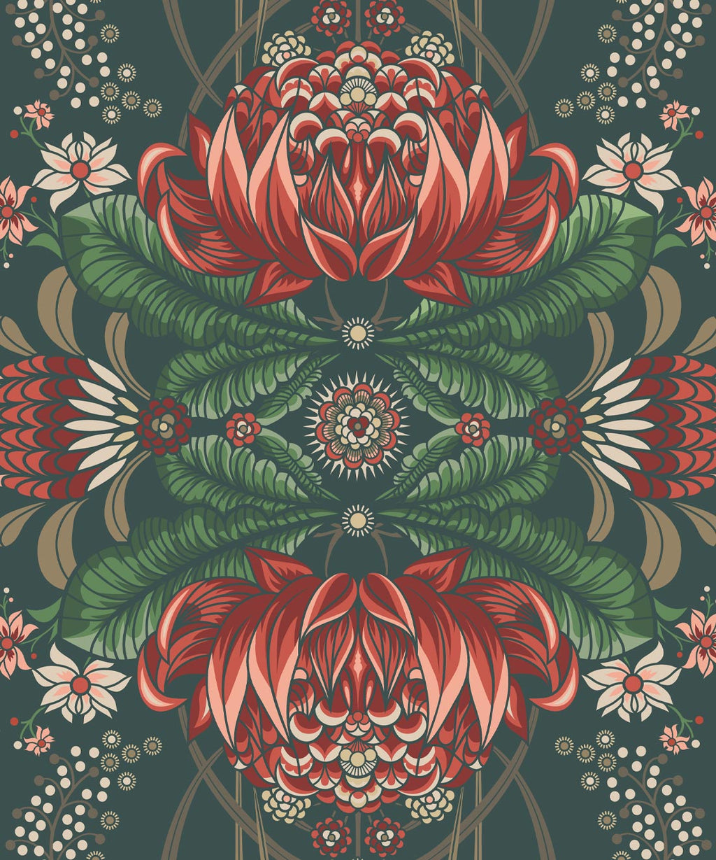 Bush Beauty Wallpaper • Navy • Swatch
