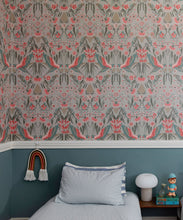 Load image into Gallery viewer, Gumnut Paradise Wallpaper • Wheat • insitu in bedroom