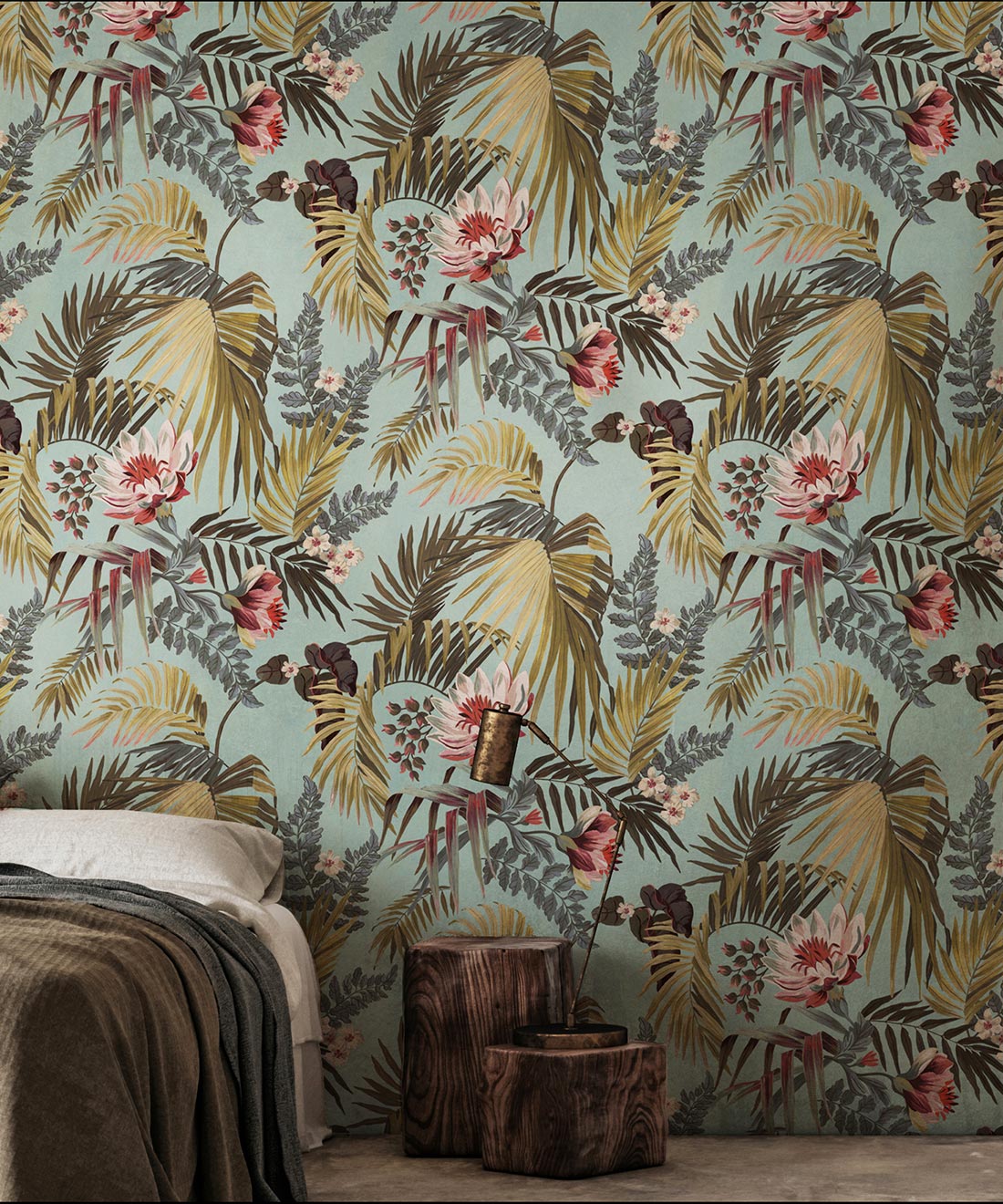 Majestic Palm Wallpaper • Mint • Insitu