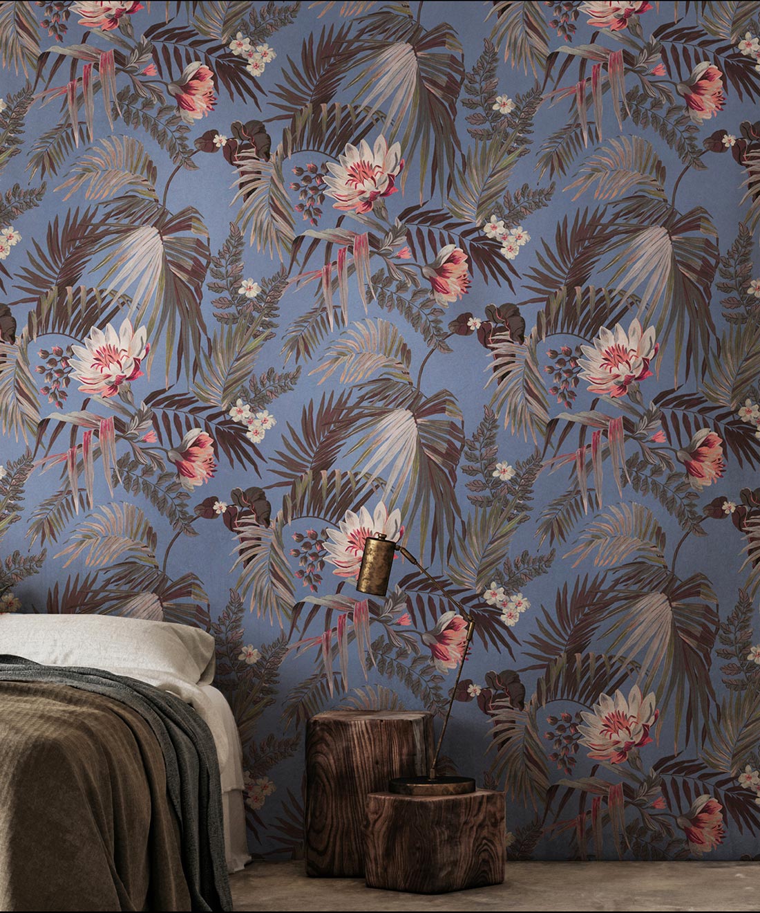 Majestic Palm Wallpaper • Periwinkle • Insitu