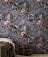 Load image into Gallery viewer, Majestic Palm Wallpaper • Periwinkle • Insitu