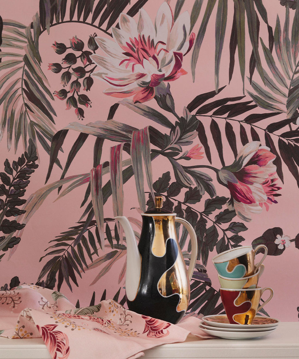 Majestic Palm Wallpaper • Rose • Insitu Close Up