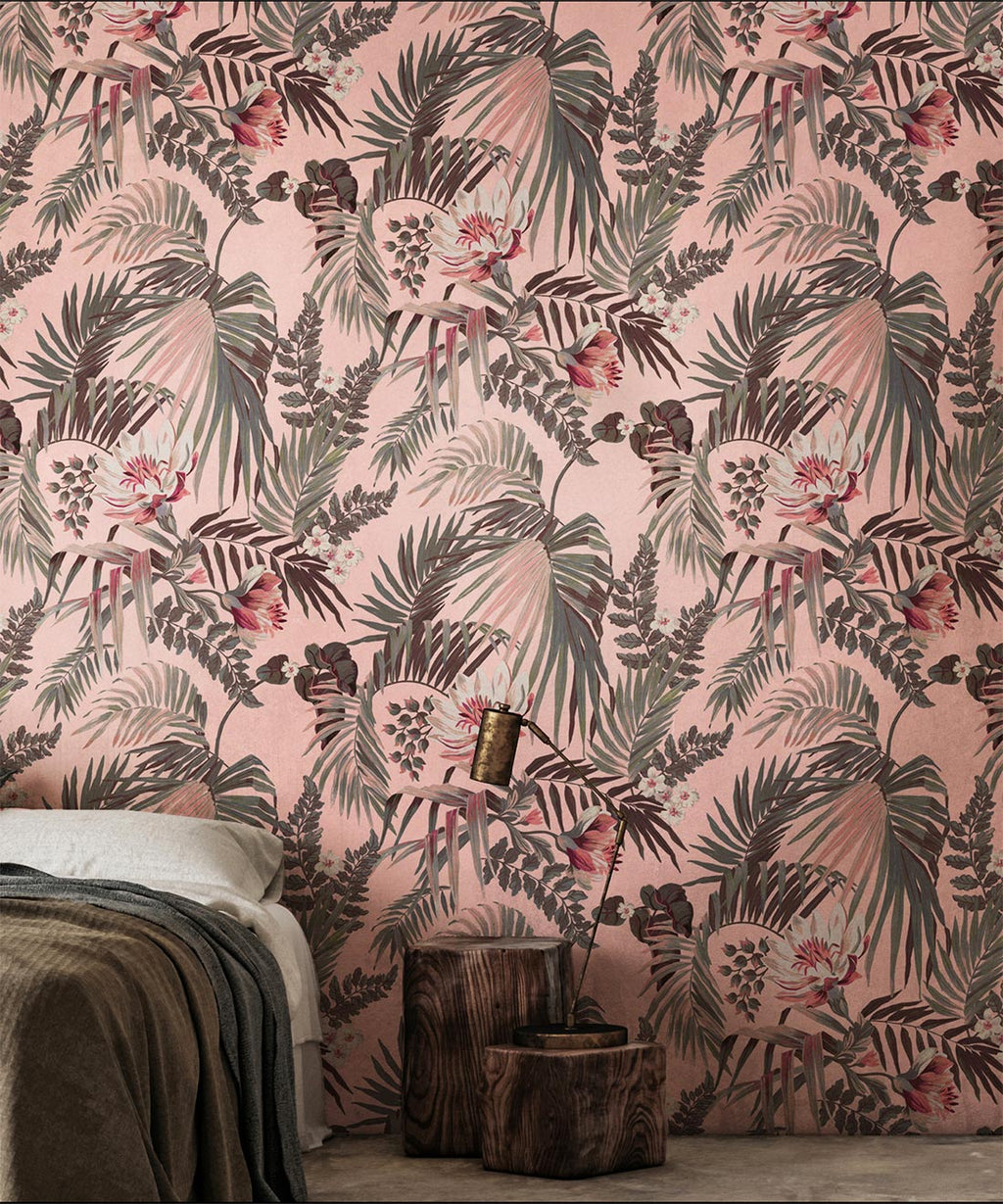 Majestic Palm Wallpaper • Rose • Insitu
