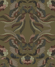 Load image into Gallery viewer, Prancing Peacocks Wallpaper • Antique • Swatch