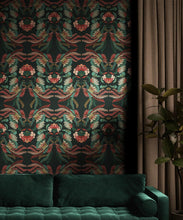 Load image into Gallery viewer, Prancing Peacocks Wallpaper • Miami • Insitu
