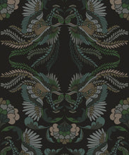 Load image into Gallery viewer, Prancing Peacocks Wallpaper • Midnight • Swatch