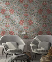 Load image into Gallery viewer, Waratah Wonderland Wallpaper • Duck Egg • Insitu