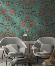 Load image into Gallery viewer, Waratah Wonderland Wallpaper • Teal• SInsitu