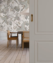 Load image into Gallery viewer, Bird Paradise Wallpaper - Colorway: Dove - Insitu