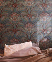 Load image into Gallery viewer, Morning Flowers Wallpaper - Colorway: Cornflower - Insitu
