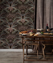 Load image into Gallery viewer, Morning Flowers Wallpaper - Colorway: Espresso - Insitu