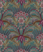 Load image into Gallery viewer, Morning Flowers Wallpaper - Colorway: Tropical Teal - Swatch