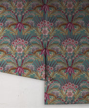 Load image into Gallery viewer, Morning Flowers Wallpaper - Colorway: Tropical Teal - Rolls