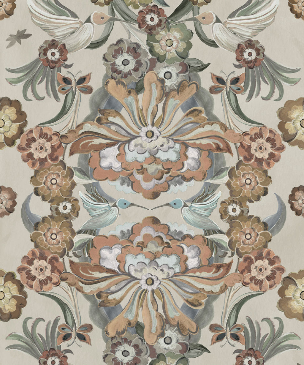 Hummingbird Garden Wallpaper - Colorway: Cream - Swatch